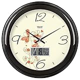 WIHY Leise Seiko Wanduhr Quarz Batterie dekorative Einzigartige Wohnzimmer Runde Uhr Einfache Precisiond elektronische Quarzuhr Home Wanduhr, 12 Zoll, Flat-Panel Lcd-705, Carbon Black