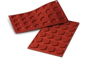 silikomart | SF030 Moule en silicone pour monoportions florentines, antiadhésif, 24 monoportions, paquet de 1 Moule à gâteau, Ø 35 h 5 mm, Made in Italy, Marron