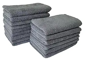 SOFTSPUN Microfiber Small Wipes 20x30 Cms, 15 Piece Towel Set, 340 GSM Grey! Multi-Purpose Super Soft Absorbent Cleaning Towels, Cleans & Polishes Everything in Your Home, Kitchen & Office.