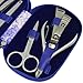 Liying ® new Luxurious & Portable 13 pc Personal Manicure & Pedicure Set, Travel & Grooming Kit Tool Set with 5 pc Cosmetic brush set and mirror (Blue)