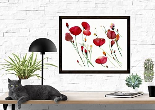 Red poppies wall art. Red poppies art print. Modern wall art. Red poppies poster. Poppies wallart from original watercolour painting. Sizes from 5x7 up to 16x20 inch, A4, A3, A2, red poppies painting.