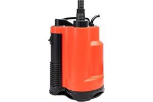 Grafner Drainage Tauchpumpe 750 Watt bis 13000 l/h Förderleistung, mit Schwimmschalter, flachabsaugend bis 25 mm, Ø16mm Fremdkörper, Drainage Schmutzwasserpumpe Schacht Druckpumpe Rot