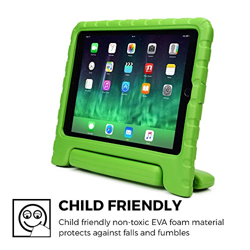 iPad Air 2 hülle fur kinder, COOPER DYNAMO Beanspruchbare, strapazeirfähige, robuste, gepolsterte Hartschalenhülle mit integriertem Griff, Standfunktion & durchsichtigem Displaysschutz (Grün) - 3