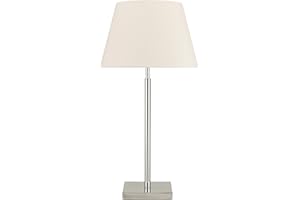 EXO lighting - lampara de mesa FIRENZE níquel satinado - pantalla incluida - lamparas de mesita de noche - E27 - lamparas sobremesa - lampara sobremesa salon - lampara mesa salon
