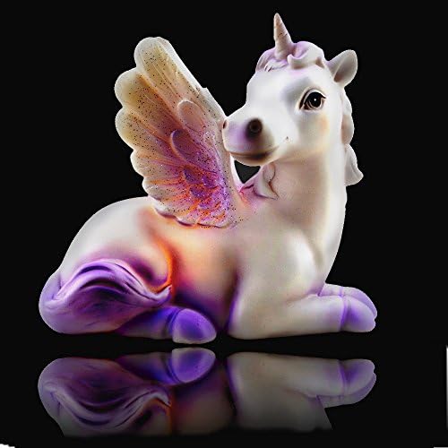 Mythical Unicorn Horse Purple & White Table Night Lamp with LED Lights - Battery Powered