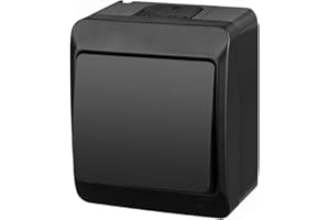 asvendo Elektro HERMES - Interruptor de luz, interruptor doble, enchufe múltiple, protección IP44, resistente al agua, para exteriores, color negro