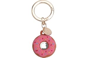 LOLANIUT AirTags-fodral, mjukt TPU-fodral med nyckelring, söt munkdesign, anti-lost, stötsäker, tvättbart och reptåligt skydd, kompatibelt med AirTag