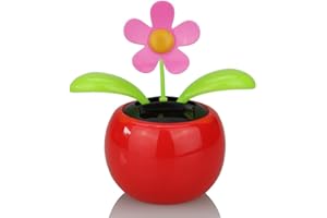 CricTeQleap Solar Powered Dancing Flower Flip Flop Leaves Car Display Dashboard Toy Gift - Red