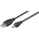 Goobay 93229 USB 2.0 to USB 2.0 Mini Type B Cable 480 Mbits / USB A to Mini B USB Male Adapter Cable / GoPro - Card Reader - Hubs / Black / 0.3 m