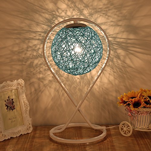 Preisvergleich Produktbild LILY Einfache moderne kreative Rattan Tischlampe - Schlafzimmer Nachttisch Mode Romantische Kunst Wohnzimmer Dekoration Geschenk Tischlampe E27 * 1 (Color : Blue)