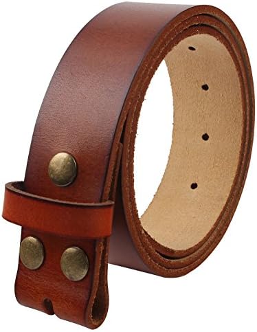 Senmi BZ020 Men's Classical one piece Full Grain 100% Genuine Leather for jeans Without Buckle - Light Brown