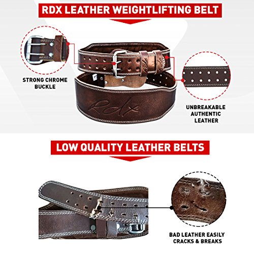 RDX 4″ Rindsleder Fitness Gewichthebergürtel Crossfit Gym Trainingsgürtel Bodybuilding Krafttraining - 4
