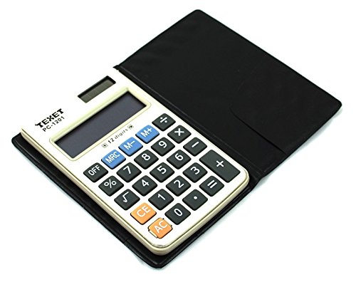 Texet 12-Digit Solar Powered Pocket Calculator, Never Requires A Battery ,Silver