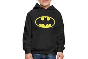 Spreadshirt DC Comics Batman Logo en Or Pull À Capuche Premium Enfant