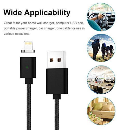Magnetisches Ladekabel Lightning Kabel,TUOYA Magnetisches iPhone USB Ladekabel Lightning Magnet Ladekabel Datenkabel für iPhone 7, iPhone 6s, iPhone 6, iPad (2xBlack) - 4