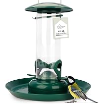 Comedero Para Pájaros Exterior IBorn – 6 Puertos, De Aluminio, Verde, Ideal Para Cardenales