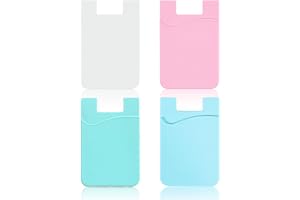 Vilbocr 4-pack självhäftande telefonkorthållare klistra fast telefonkorthållare, silikon-självhäftande korthållare för baksid