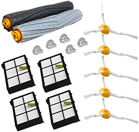 Accessory for Irobot Roomba 980 960 900 880 870 860 800 Robotic Vacuum Cleaner Parts (4pcs Hepa Filters, 5pcs Side Brushes, 5pcs Screw,1 set Tangle-Free Debris Extractor)