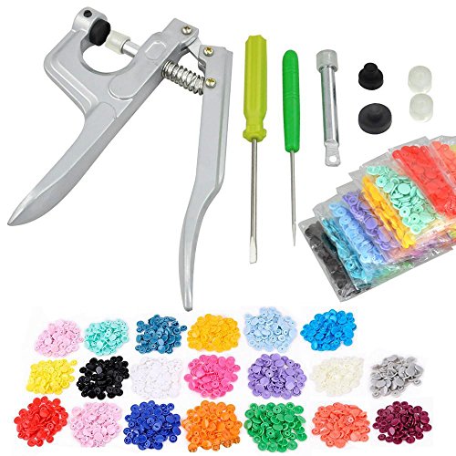 Yahee 350 Set T5 SNAPS Druckknopf Zange Druckknöpfe 25 Farben Nähfrei Buttons - 7