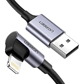 Ugreen Braided 90 Degree Lightning iPhone Charging and Data Cable Black 1.5 Meters