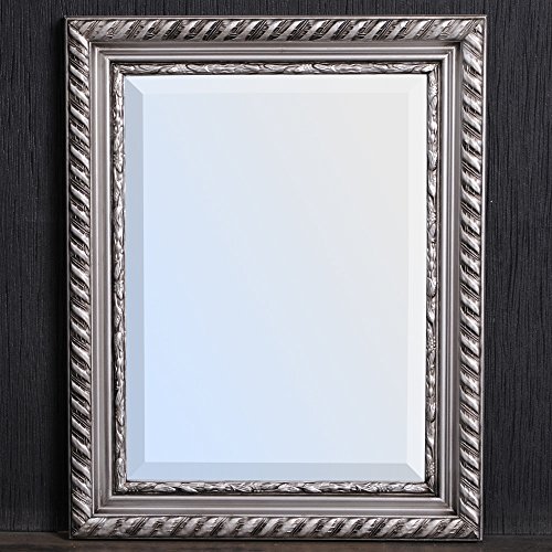 WANDSPIEGEL BAROCK SILBER ANTIK DESIGN SPIEGEL Stripe 50x40cm MIT HOLZRAHMEN - 2