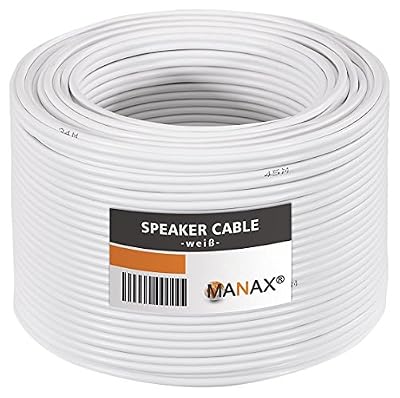 MANAX Câble d'enceinte 2 x 1,5 mm² Blanc 30 m