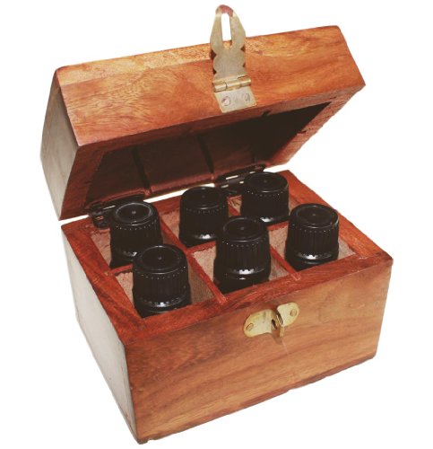 Simple Earth Winter oil gift set with 6 of 10ml oils that come in a handmade rosewood / sheesham storage box