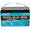 LiFePO4 Battery 24V(25.6V) 100Ah Lithium leisure battery, Lithium Iron Phosphate Battery instead of car AGM battery or deep cycle battery, for RV, Boat, Marine, Solar System,mobility scooter battery.