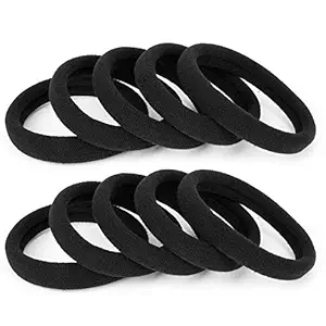 ASG Pack of 10 Pcs Cotton Seamless Ponytail Holders Hair Ties Rubber Band - Black