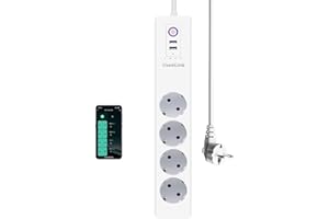 UseeLink Alexa listwa zasilająca 16 A, 4 wyjścia AC i 2 porty USB, inteligentne gniazdko Wi-Fi z pilotem zdalnego sterowania i ochroną przed przepięciem, kompatybilne z aplikacją Alexa, Google Assistant i SmartLife