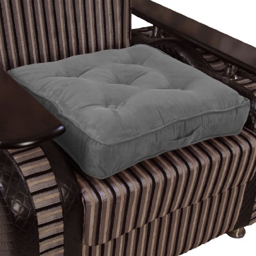 Homescapes extrahohes Sitzkissen orthopädisch Sitzerhöhung Aufstehhilfe ca. 50 x 50 x 10 cm, Bezug aus hochwertigem Velours, 100% Polyester Füllung, uni grau