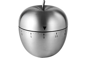 ‎MOBXPAR Mobxpar Mechanische Küchentimer Apfel aus Edelstahl, Küche Kurzzeitmesser Apfelförmige lustige Kurzzeitwecker Küche