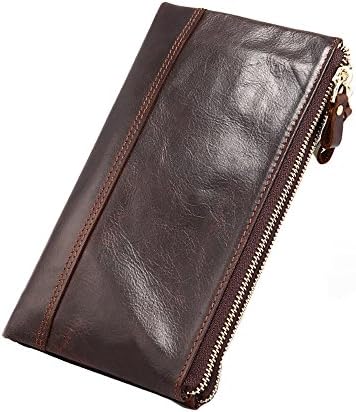Fezhiomu Original Classic RFID Men's Bifold Genuine Leather Wallet and Purse Credit Card Holder Case with Gift Box-deep coffee