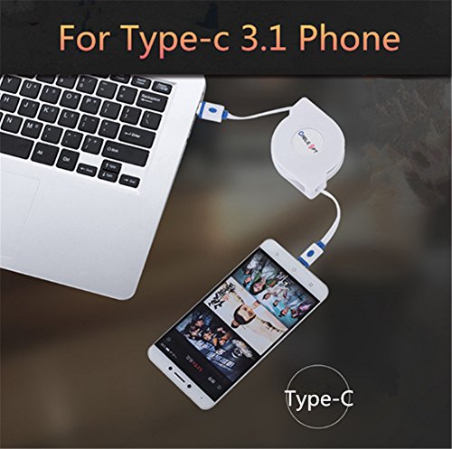 Interesting® Schwarzes 3ft USB-A zum USB C Type-C Einziehbares 2A Schnelles Daten-Synchronisierungs-Aufladeeinheit Aufladenkabel - 3
