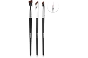 TEOYALL Angled Eyeliner Brush Set, 3 Pieces, Ultra Thin Angled Eyebrow Brush, Precision Defined Brush