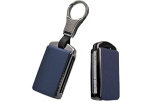 HIBEYO Pokrowiec na kluczyki samochodowe do Volvo stop cynku skórzane etui na klucze do Volvo XC60 XC90 S60 S80 S90 V90 XC40 inteligentny klucz samochodowy pilot zdalnego sterowania uchwyt bezkluczykowy 2021 obudowa kluczyka - czarny niebieski