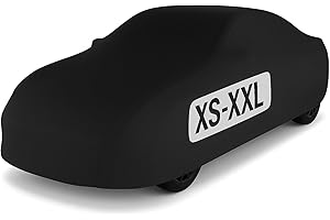 Car-e-Cover© Car Tarpaulin - Indoor Car Cover Perfect Stretch - 180 g/m² Elastic Jersey - Breathable - Contour - Dust Protection - For Garage & Hall - (Black, M)