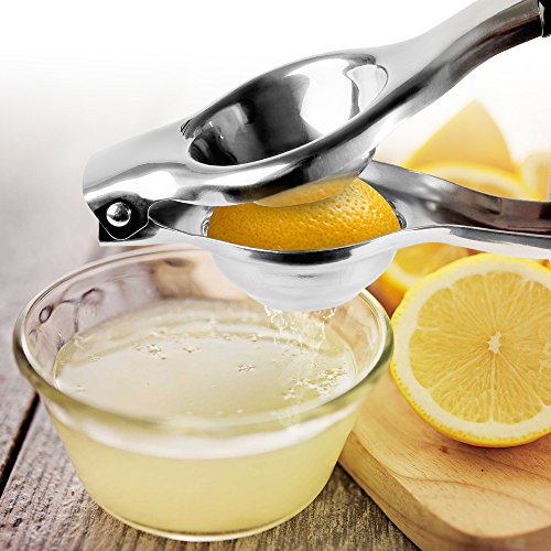 Zitronenpresse, Panpany Edelstahl Citrus Entsafter mit Silikon Handgriffen, Schnell und einfach entsaften mit 12 Löchern – Schwarz - 6