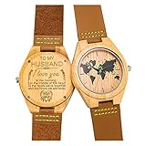 Gravierte Holz Bambus Uhr für Männer personalisierte Geburtstag Geburtstagsgeschenk für Ehemann