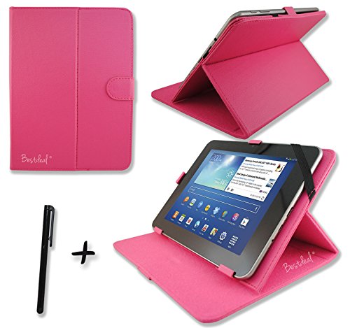 Bestdeal® Rosa PU Lederner Tasche Case Hülle für Octa Core CPU Allwinner A83T 10.1 inch zoll Tablet PC + Stylus
