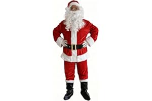 BLUCIELO Costume Babbo Natale Uomo Abito Babbo Natale Unisex Cosplay Santa Claus Christmas Suit Man