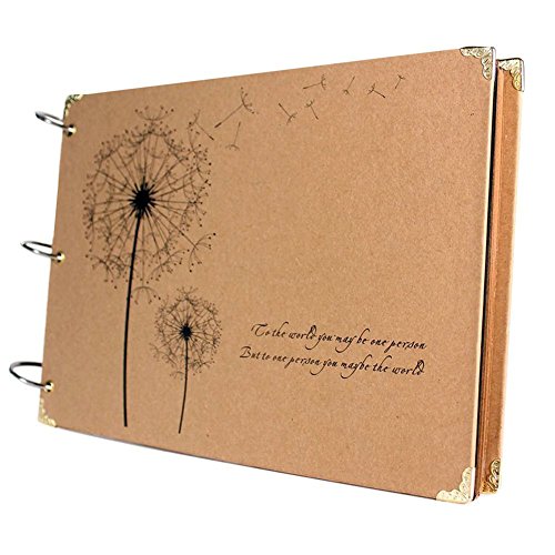 Fotoalbum Spiralalbum DIY Scrapbook Designalbum mit Bildausschnitt 60 Seiten 27x18.5cm (Löwenzahn)