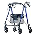 Produktbild CCJW Brake Walker Aluminium Blau Doppel Armlehne Klapprad Einkaufskorb Ältere Behinderte Gehhilfe