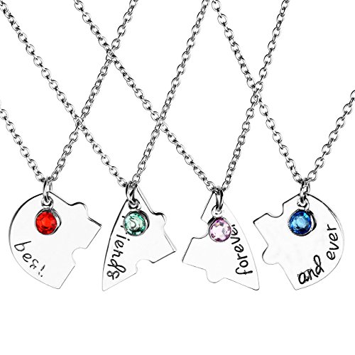 Jovivi Partner-Anhänger 4X Freundschaftsketten Best Friends Forever and Ever Herz Puzzle Anhänger Halskette für Freunde