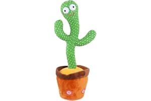 Bumtum Dancing Cactus Toy, Wriggle & Singing for Babies & Kids, Plush Electronic Toys, Voice Recording Repeats(Green/Brown), 