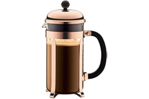 Bodum French Press Chambord - 1L / 8 Cup Copper Coffee Maker - Heat-Resistant & Stainless Steel Filter - BPA-Free Dishwasher Safe Cafetiere - Made in Portugal