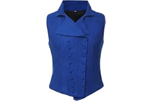 BPURB Chaleco victoriano eduardiano de doble botonadura para mujer, estilo vintage, steampunk, cuello de solapa, ajustado, sin mangas