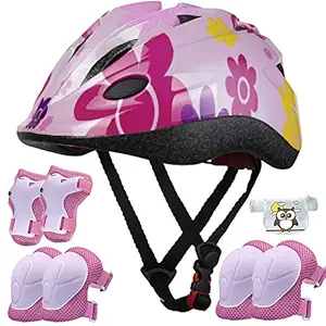 Kids Helmet Adjustable with Sports Protective Gear Set Knee Elbow Wrist Pads for Toddler Ages 4 to 10 Years Old Boys Girls Cycling Skating Scooter Helmet - CPSC Certified for Safety