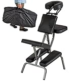 TecTake Massage chair with thick padding, portable, incl. carrying bag - different colours - (Black | No. 401183)