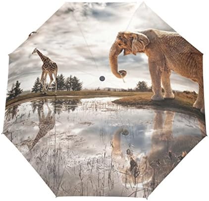 Yoshop Auto Umbrella,Cute Elephant &amp; Deer Automatic Windproof Rain Umbrella Compact Sun Parasol